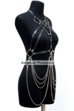 Chain Detail Leather Chest Harness, Leather Fancy Clothing, Dress Accessory - SH11 - Image 7