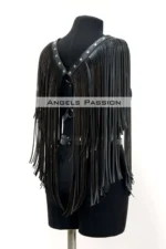 Tassel Detail Leather Chest Harness, Leather Harness Tassel Jacket - SH999 - Image 8