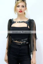 Tassel Detail Leather Chest Harness, Leather Harness Tassel Jacket - SH999 - Image 5