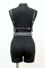 Stylish Leather Chest Harness with Chain Detail, Bustier Harness, Leather Chest Harness - SH1399 - Image 9