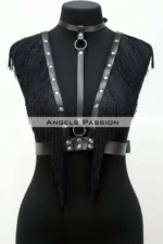 Tassel and Leather Bustier Harness, Tassel Clubwear, Leather Bustier - SH767 - Image 5
