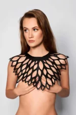 Elegant Leather Harness Scarf with Droplet Detail - SH1407