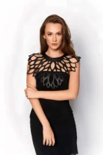 Elegant Leather Harness Scarf with Droplet Detail - SH1407 - Image 2