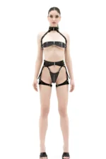 Fantasy Leather Bra Set, Leather Harness Garter Set - SH1405
