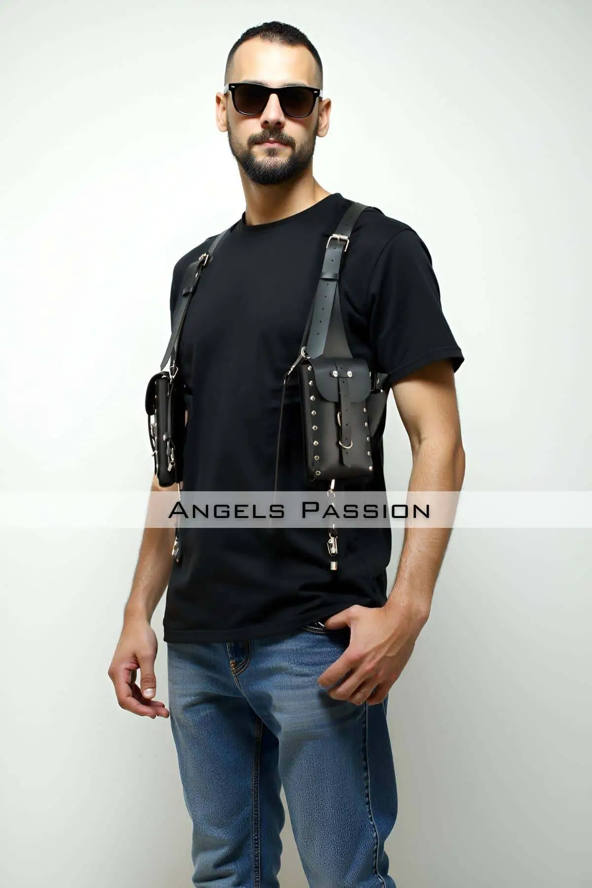 Stylish Men's Harness with Holster Bag, Leather Holster Bag - SHM235