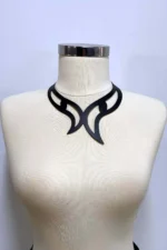 Leather Choker, Choker Necklace with Eye Detail - SH1412 - Image 2