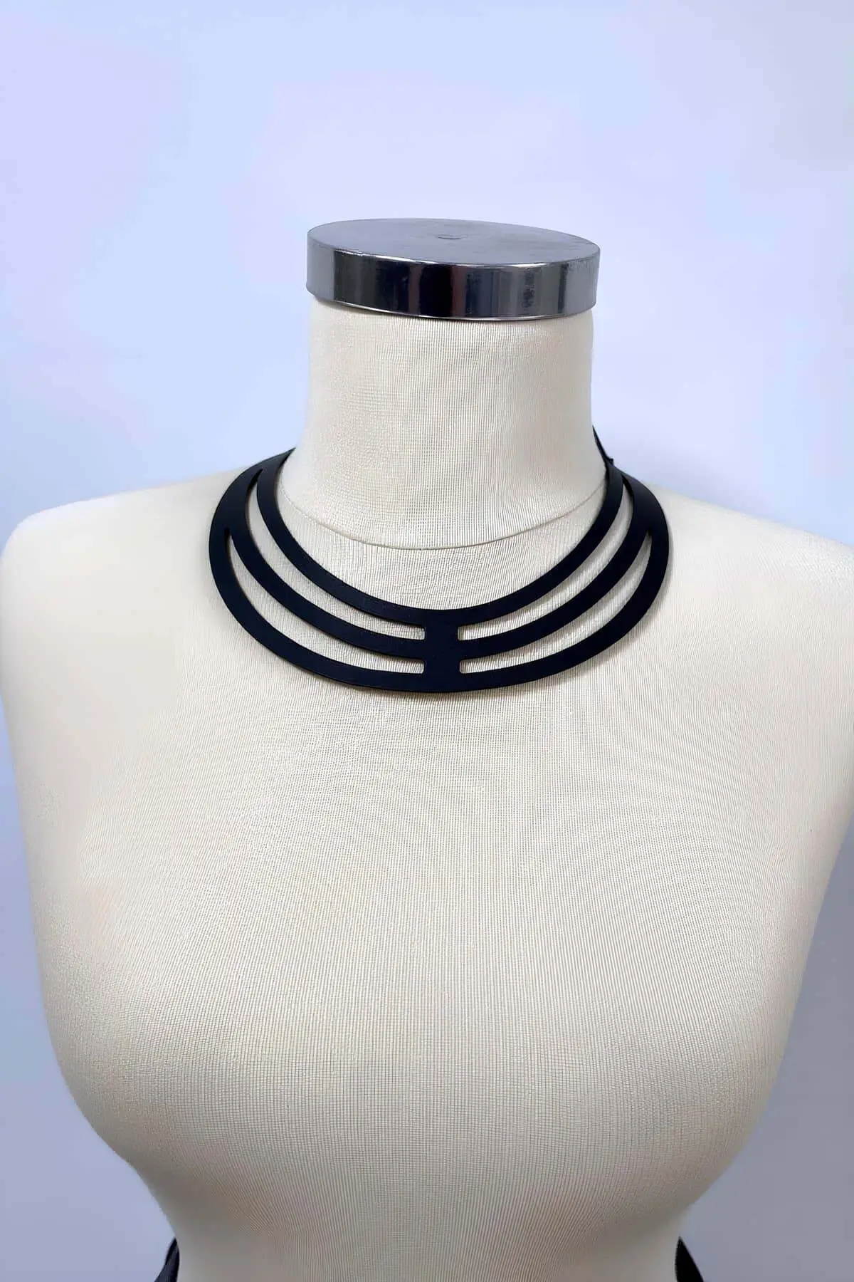 Elegant Leather Choker with Ring Detail, Leather Necklace - SH1413