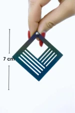 White Reflective Geometric Square Earrings, Stylish Laser Cut Earrings - APBJ010 - Image 2