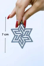 White Reflective Abstract Star Earrings, Stylish Laser Cut Earrings - APBJ019 - Image 2