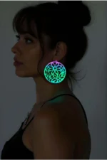 Rainbow Reflective Flower Earrings, Stylish Laser Cut Earrings - APBJ023