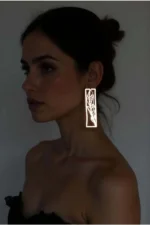 White Reflective Feather Earrings, Bohemian Design Laser Cut Earrings - APBJ025