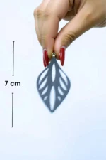 White Reflective Drop Earrings, Stylish Laser Cut Earrings - APBJ026 - Image 2