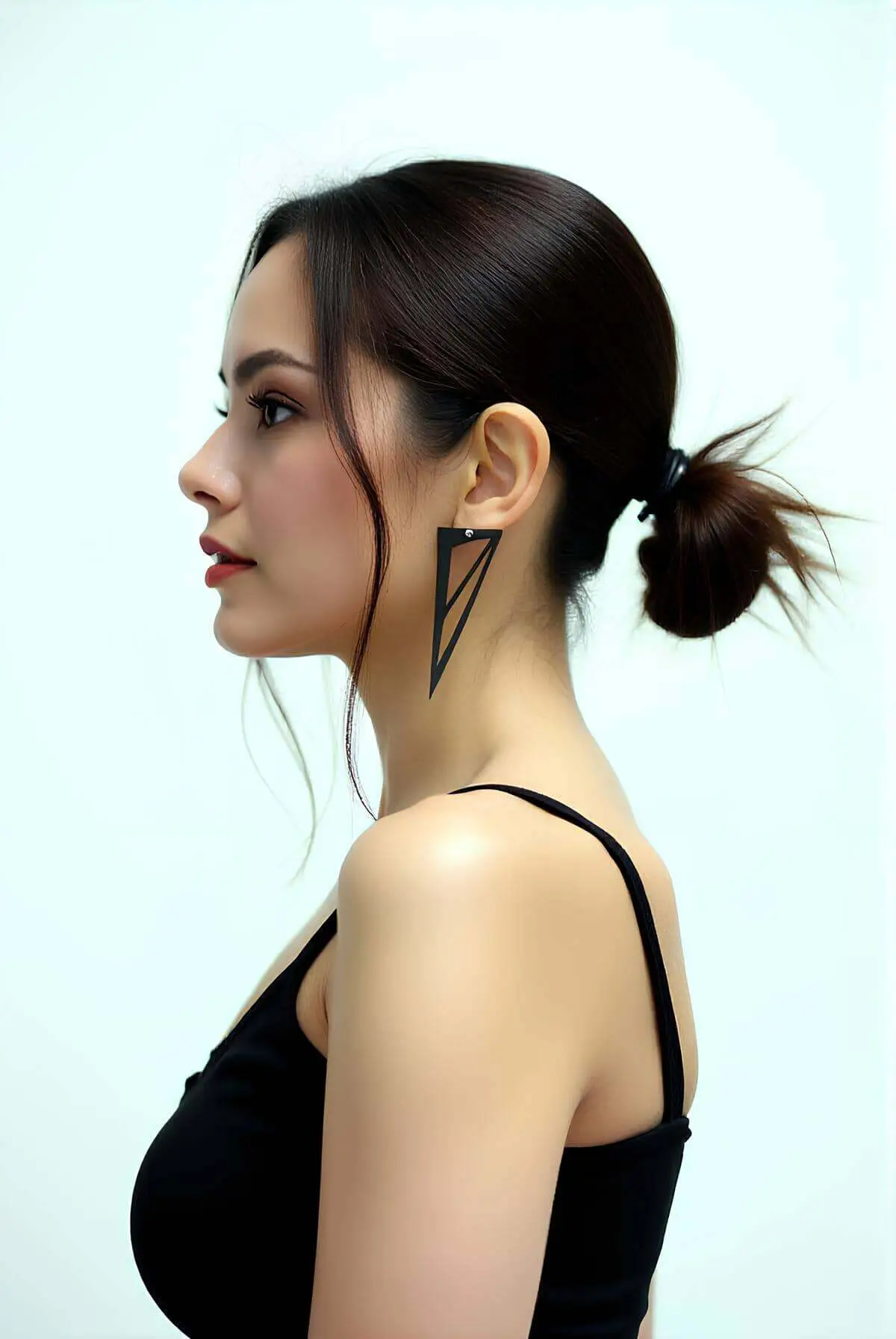 Black Triangle Earrings, Stylish Laser Cut Leather Earrings - APBJ002