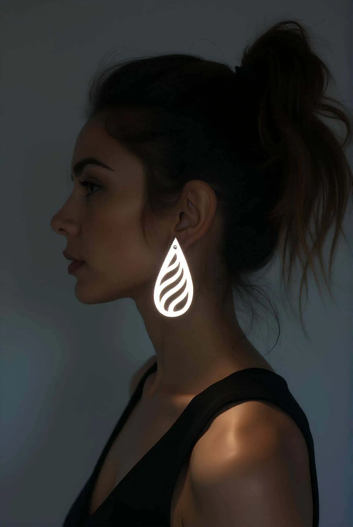 White Reflective Drop Earrings, Stylish Laser Cut Earrings - APBJ004
