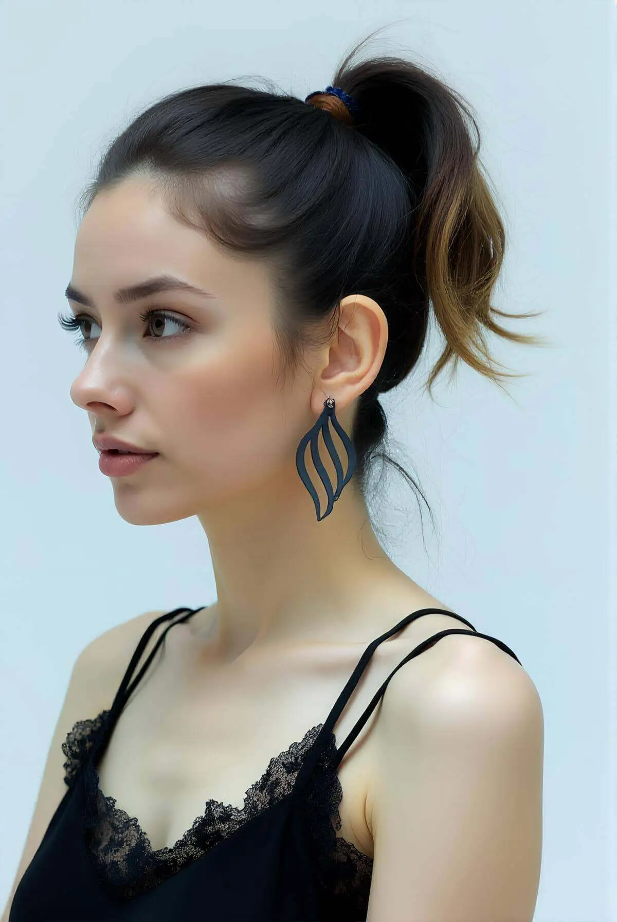 Black Seashell Earrings, Stylish Laser-Cut Leather Earrings - APBJ006