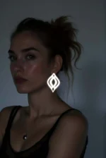 White Reflective Motif Drop Earrings, Stylish Laser Cut Earrings - APBJ008