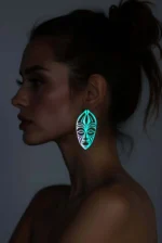 Rainbow Reflective Ethnic Face Earrings, Stylish Laser Cut Earrings - APBJ022
