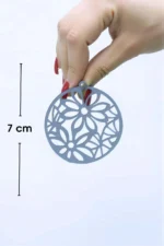 Black Flower Earrings, Stylish Design Laser Cut Leather Earrings - APBJ023 - Image 2