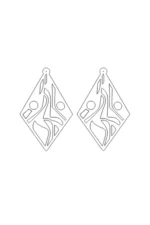 Rainbow Reflective Geometric Earrings, Stylish Laser Cut Earrings - APBJ009 - Image 3