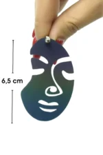 White Reflective Abstract Woman's Face Earrings, Stylish Laser Cut Earrings - APBJ005 - Image 2