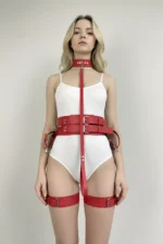 Stylish Leather Harness Set with Handcuffs, Women's Fantasy Lingerie - SH869 - Image 4