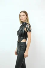 Crop Bustier Harness, Leather Chest Harness, Shirt Harness - SH1257 - Image 3