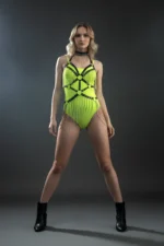 Leather Chain Harness, Leather Dancer Costume, Choker Detail Leather Harness - SH1397 - Image 7