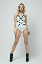 Leather Chain Harness, Leather Dancer Costume, Choker Detail Leather Harness - SH1397 - Image 4