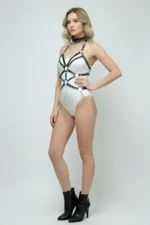 Leather Chain Harness, Leather Dancer Costume, Choker Detail Leather Harness - SH1397 - Image 5
