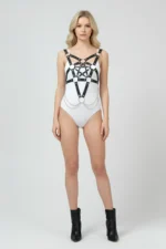 Stylish Leather Chest Harness with Chain Detail, Bustier Harness, Leather Chest Harness - SH1399 - Image 4