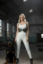 Khaki Color Thick Women's Belt, Leather Belt Harness - SH605 - Image 3