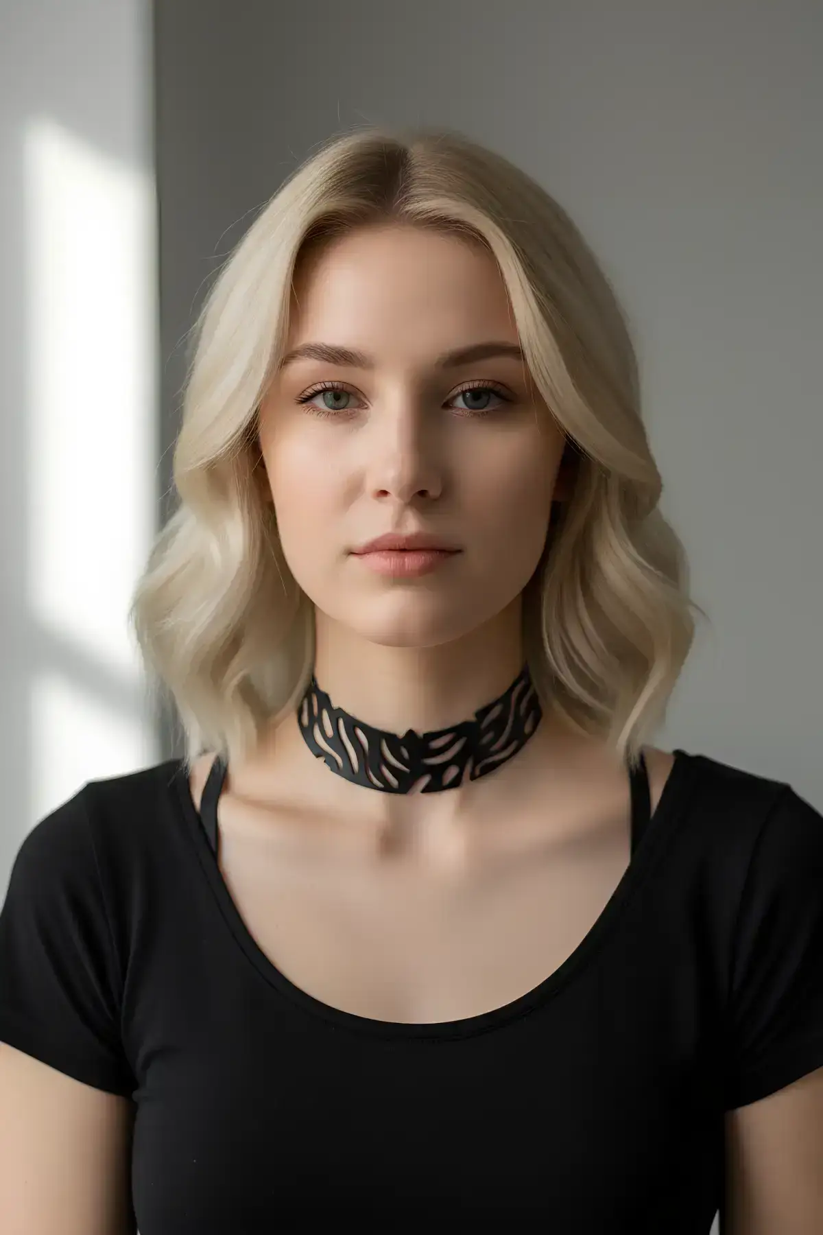 Laser Cut Leather Choker, Leather Necklace - SH1427