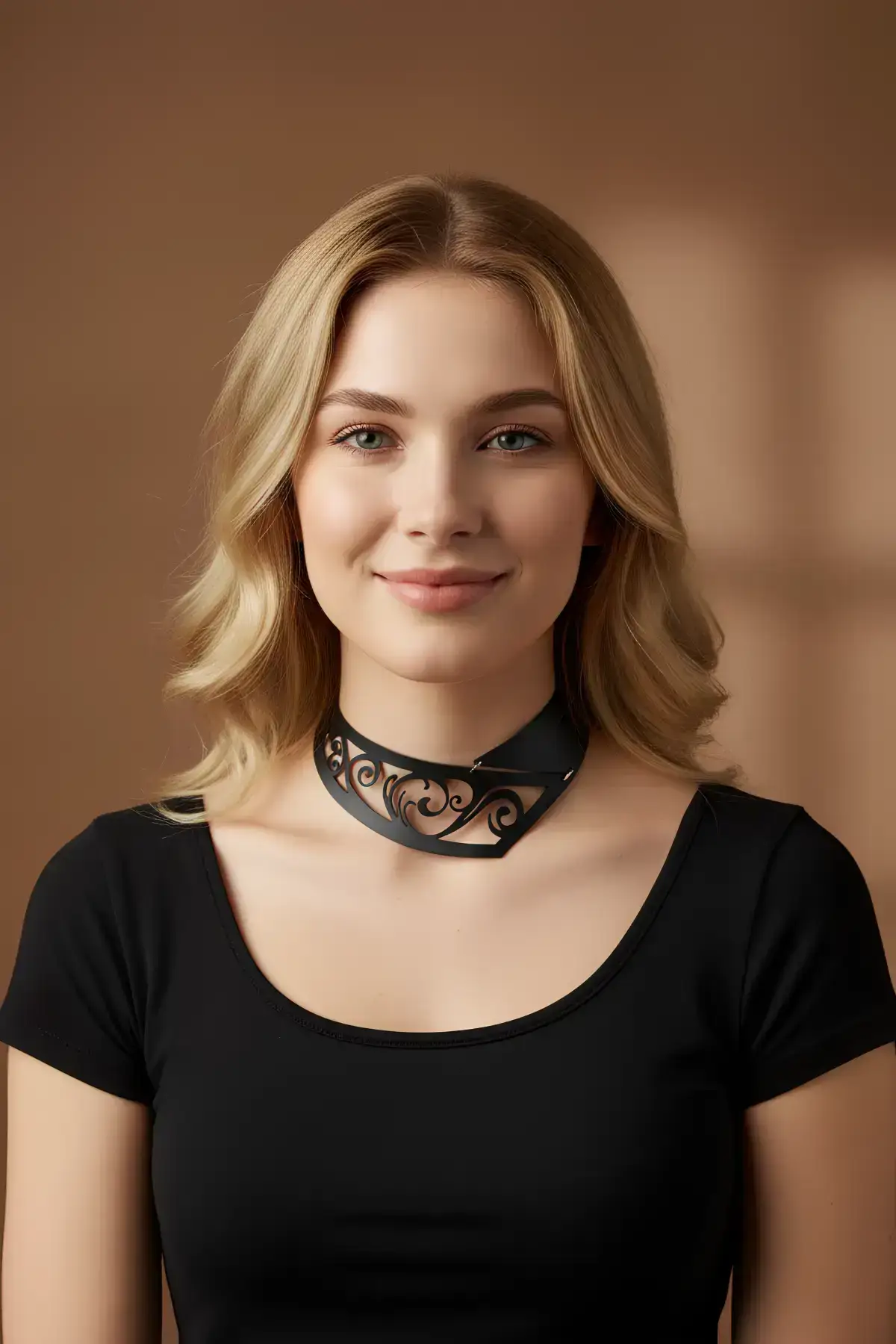 Laser Cut 2-Piece Stylish Leather Choker, Leather Necklace - SH1423
