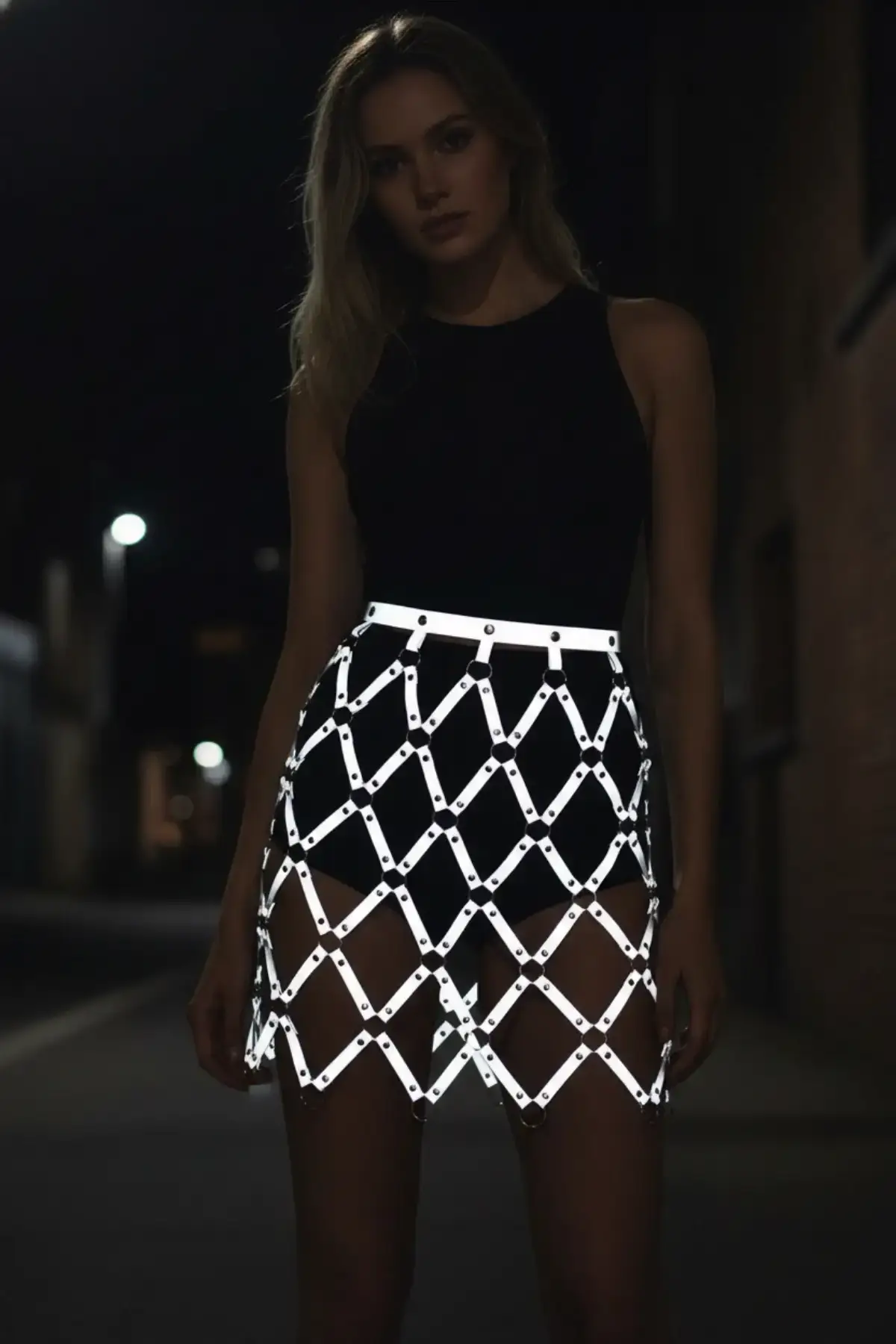 Reflective Skirt, Diamond Pattern Skirt, Party Skirt - SH694