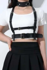Leather Chest Harness and Choker Set - SH959 - Image 2