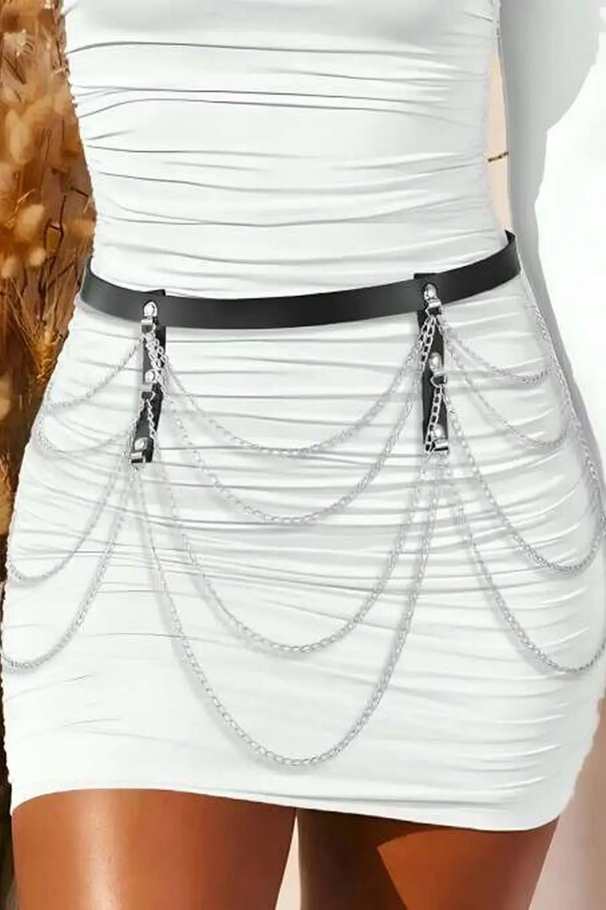 Stylish Leather Chain Waist Belt - SH921
