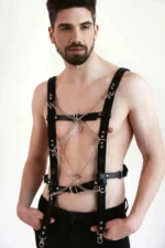 Men's Leather Chain Chest Harness - SHM215