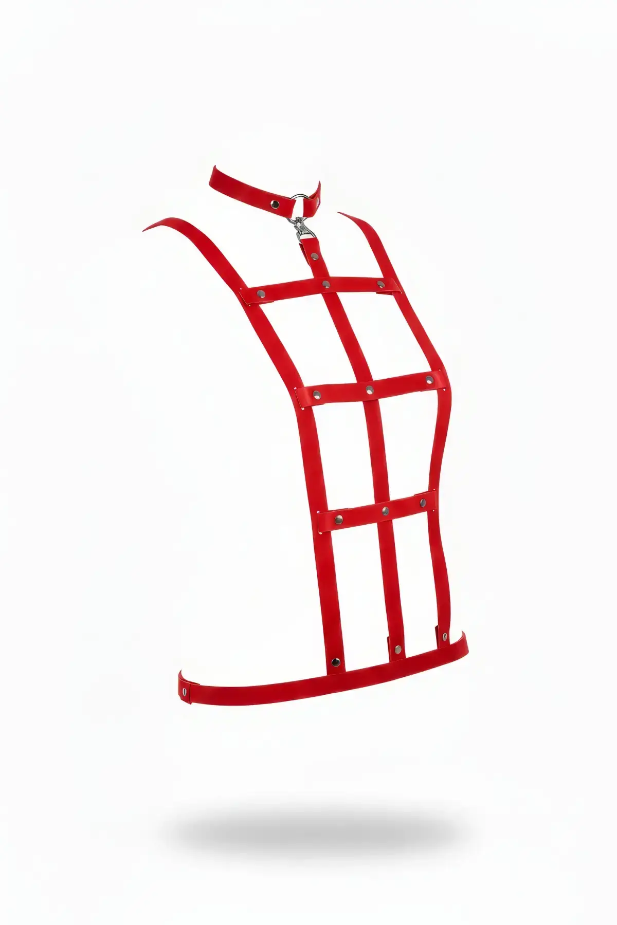 Red Women's Belt with Rivet Detail Cage Body Accessory - SH4