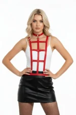 Red Women's Belt Faux Leather Multi-Strap Body Accessory - SH4 - Image 3