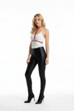 Red Women's Belt Choker with Metal Ring Chain Detail - SH5 - Image 3