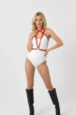 Red Women's Belt Cross Thin Leather Body Accessory - SH15 - Image 3