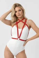 Red Women's Belt Cross Thin Leather Body Accessory - SH15 - Image 5