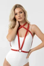 Red Women's Belt Cross Thin Leather Body Accessory - SH15 - Image 6