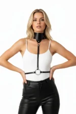Black Women's Belt with Metal Ring Detail Body Accessory - SH18 - Image 2