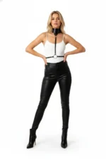 Black Women's Belt with Metal Ring Detail Body Accessory - SH18 - Image 3