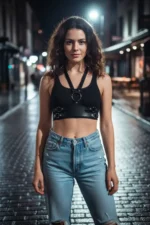 Black Women's Leather Harness with O-Ring Detail - SH20 - Image 2