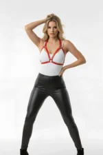 Red Chest Harness Faux Leather with Stud Details - SH25 - Image 5