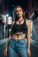 Brown Women's Belt with Multiple Leather Straps and Ring Detail - SH33