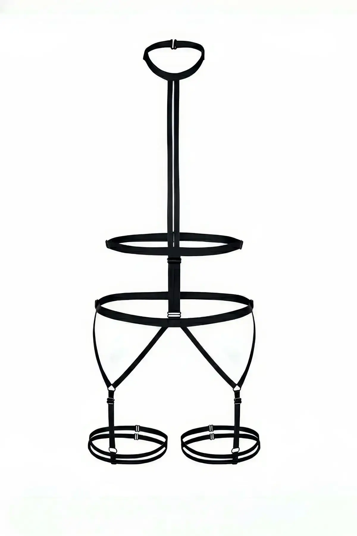 Black Body Harness Women's High Neck Garter with Detail - SH39