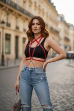 Red Women's Crossbody Belt with Chain Detail - SH52